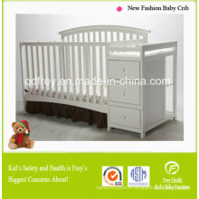 fashion Design Solid Pine Wood Baby Crib/Bed